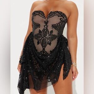 Fashion Nova Black Sequin Asymmetrical Dress